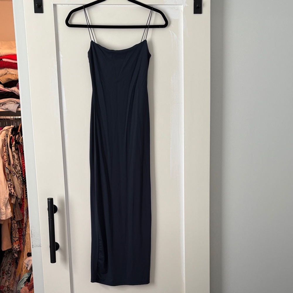 Zara Navy Blue Spaghetti-Strap Maxi Dress